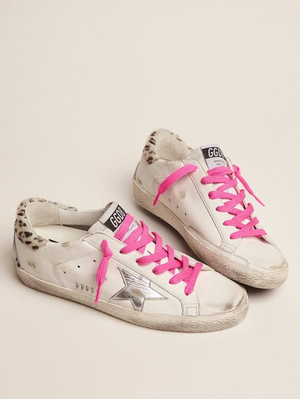 Super Star Classic Pink Laces Leopard Heel